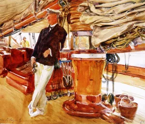 Captain Herbert M. Sears on Deck of the Schooner Yacht Constellation