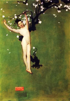 Nude Oriental Youth with Apple Blossom