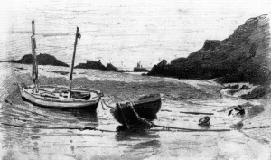 Two Small Boats Moored to Beach